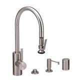 Waterstone - Waterstone Contemporary PLP Pulldown Faucet - Lever Sprayer - 4pc. Suite - Unlacquered Polished Brass