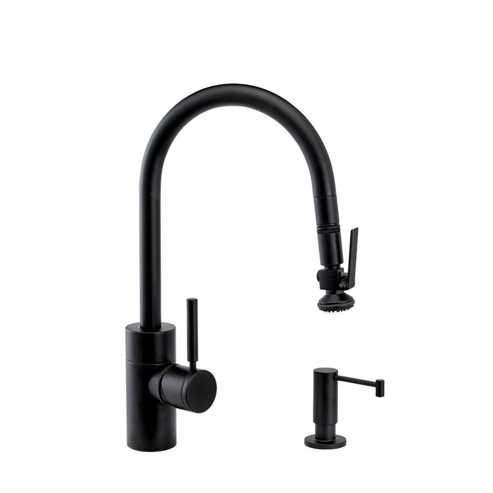 Waterstone - Waterstone Contemporary PLP Pulldown Faucet - Lever Sprayer - 2pc. Suite - Matte White