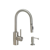 Waterstone - Waterstone Contemporary Prep Size PLP Pulldown Faucet - Toggle Sprayer - 2pc. Suite - Unlacquered Polished Brass
