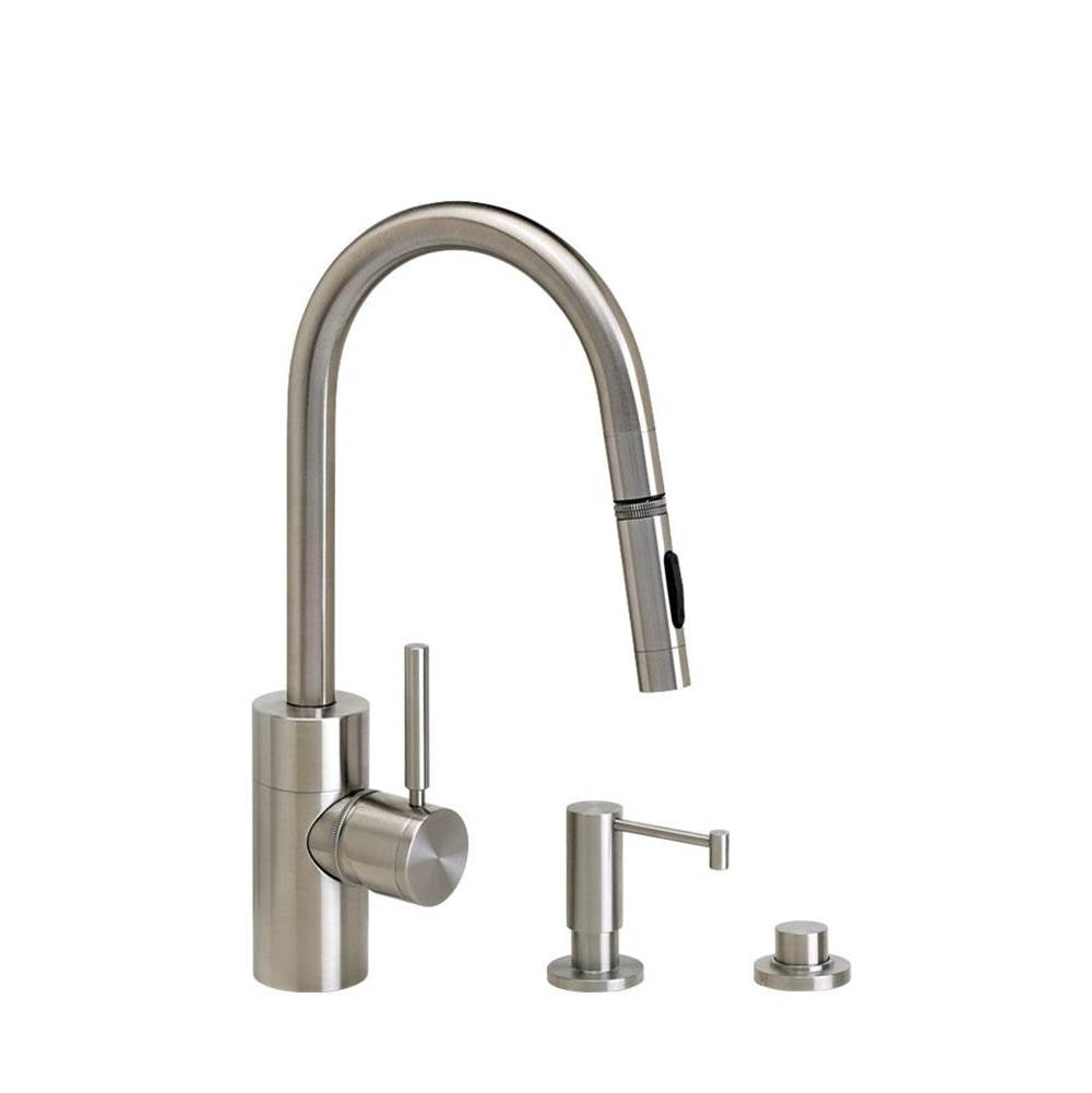 Waterstone - Waterstone Contemporary Prep Size PLP Pulldown Faucet - Toggle Sprayer - 3pc. Suite - Matte White