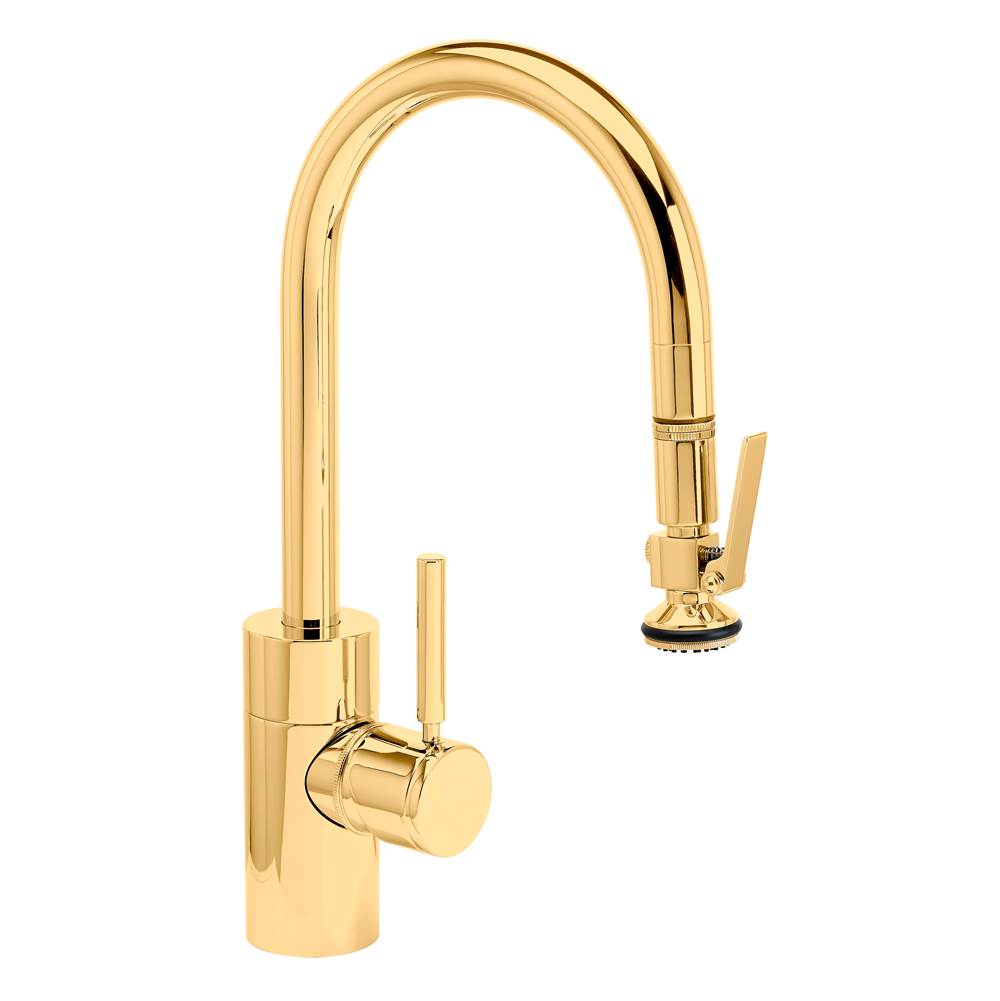 Waterstone - Waterstone Contemporary Prep Size PLP Pulldown Faucet - Lever Sprayer - Polished Brass