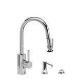 Waterstone - Waterstone Contemporary Prep Size PLP Pulldown Faucet - Lever Sprayer - 3pc. Suite - Unlacquered Polished Brass