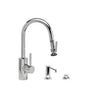 Waterstone - Waterstone Contemporary Prep Size PLP Pulldown Faucet - Lever Sprayer - 3pc. Suite - Unlacquered Polished Brass