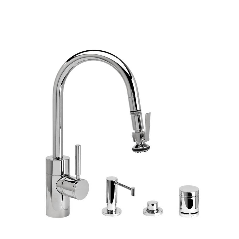 Waterstone - Waterstone Contemporary Prep Size PLP Pulldown Faucet - Lever Sprayer - 4pc. Suite - Matte White