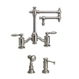 Waterstone - Waterstone Towson Bridge Faucet - 12'' Articulated Spout - Lever Handles - 2pc. Suite - Unlacquered Polished Brass
