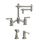 Waterstone - Waterstone Towson Bridge Faucet - 12'' Articulated Spout - Lever Handles - 2pc. Suite - Unlacquered Polished Brass