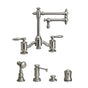 Waterstone - Waterstone Towson Bridge Faucet - 12'' Articulated Spout - Lever Handles - 4pc. Suite - Unlacquered Polished Brass