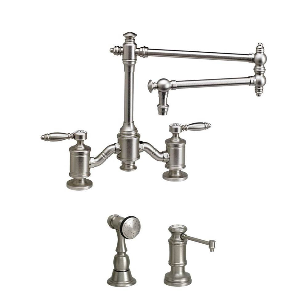 Waterstone - Waterstone Towson Bridge Faucet - 18'' Articulated Spout - Lever Handles - 2pc. Suite - Matte White
