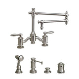 Waterstone - Waterstone Towson Bridge Faucet - 18'' Articulated Spout - Lever Handles - 4pc. Suite - Matte White