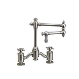 Waterstone - Waterstone Towson Bridge Faucet - 18'' Articulated Spout - Cross Handles - Tuscan Brass
