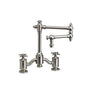 Waterstone - Waterstone Towson Bridge Faucet - 18'' Articulated Spout - Cross Handles - Tuscan Brass