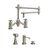 Waterstone - Waterstone Towson Bridge Faucet - 18'' Articulated Spout - Cross Handles - 3pc. Suite - Matte White