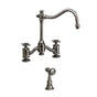 Waterstone - Waterstone Annapolis Bridge Faucet - Cross Handles w/ Side Spray - Unlacquered Polished Brass
