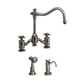 Waterstone - Waterstone Annapolis Bridge Faucet - Cross Handles - 2pc. Suite - Unlacquered Polished Brass