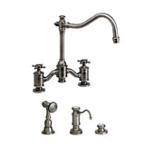 Waterstone - Waterstone Annapolis Bridge Faucet - Cross Handles - 3pc. Suite - Unlacquered Polished Brass