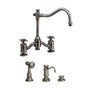 Waterstone - Waterstone Annapolis Bridge Faucet - Cross Handles - 3pc. Suite - Unlacquered Polished Brass