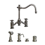 Waterstone - Waterstone Annapolis Bridge Faucet - Cross Handles - 4pc. Suite - Matte White