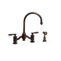 Waterstone - Waterstone Hampton Bridge Faucet - Lever Handles w/ Side Spray - Unlacquered Polished Brass