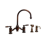 Waterstone - Waterstone Hampton Bridge Faucet - Lever Handles - 2pc. Suite - Unlacquered Polished Brass