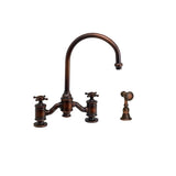 Waterstone - Waterstone Hampton Bridge Faucet - Cross Handles w/ Side Spray - Unlacquered Polished Brass