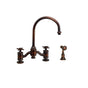 Waterstone - Waterstone Hampton Bridge Faucet - Cross Handles w/ Side Spray - Unlacquered Polished Brass