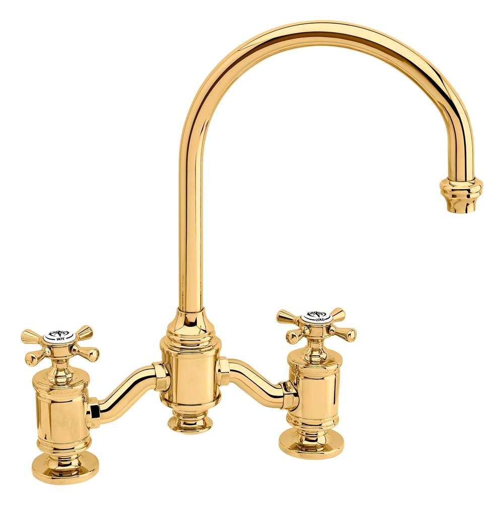 Waterstone - Waterstone Hampton Bridge Faucet - Cross Handles - Polished Brass