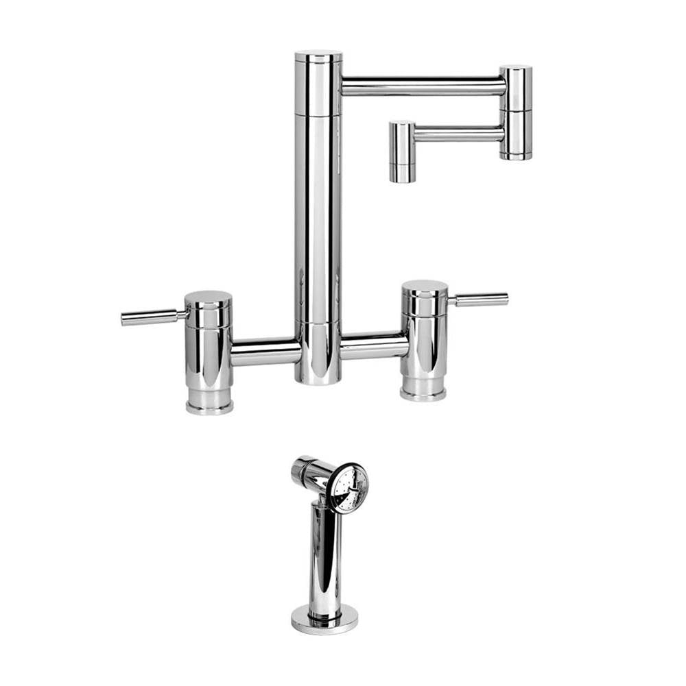 Waterstone - Waterstone Hunley Bridge Faucet - 12'' Articulated Spout - 2pc. Suite - Classic Bronze