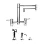 Waterstone - Waterstone Hunley Bridge Faucet - 18'' Articulated Spout - 3pc. Suite - Unlacquered Polished Brass