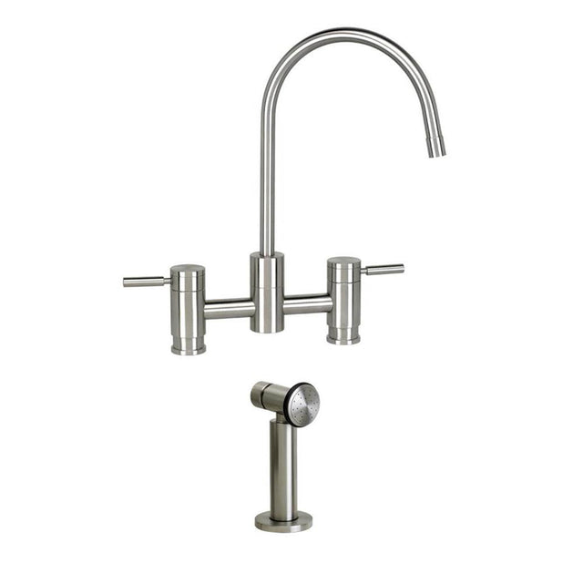 Waterstone - Waterstone Parche Bridge Faucet w/ Side Spray - Unlacquered Polished Brass