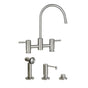 Waterstone - Waterstone Parche Bridge Faucet - 3pc. Suite - Unlacquered Polished Brass