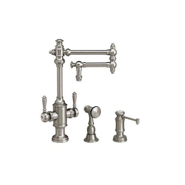 Waterstone - Waterstone Towson Two Handle Kitchen Faucet - 12'' Articulated Spout - 2pc. Suite - Unlacquered Polished Brass