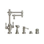 Waterstone - Waterstone Towson Two Handle Kitchen Faucet - 12'' Articulated Spout - 4pc. Suite - Unlacquered Polished Brass
