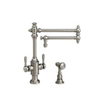 Waterstone - Waterstone Towson Two Handle Kitchen Faucet - 18'' Spout w/ Side Spray - Unlacquered Polished Brass