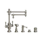 Waterstone - Waterstone Towson Two Handle Kitchen Faucet - 18'' Spout - 4pc. Suite - Unlacquered Polished Brass