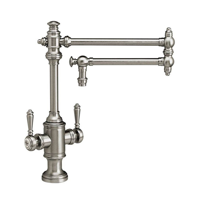 Waterstone - Waterstone Towson Two Handle Kitchen Faucet - 18'' Articulated Spout - Unlacquered Polished Brass