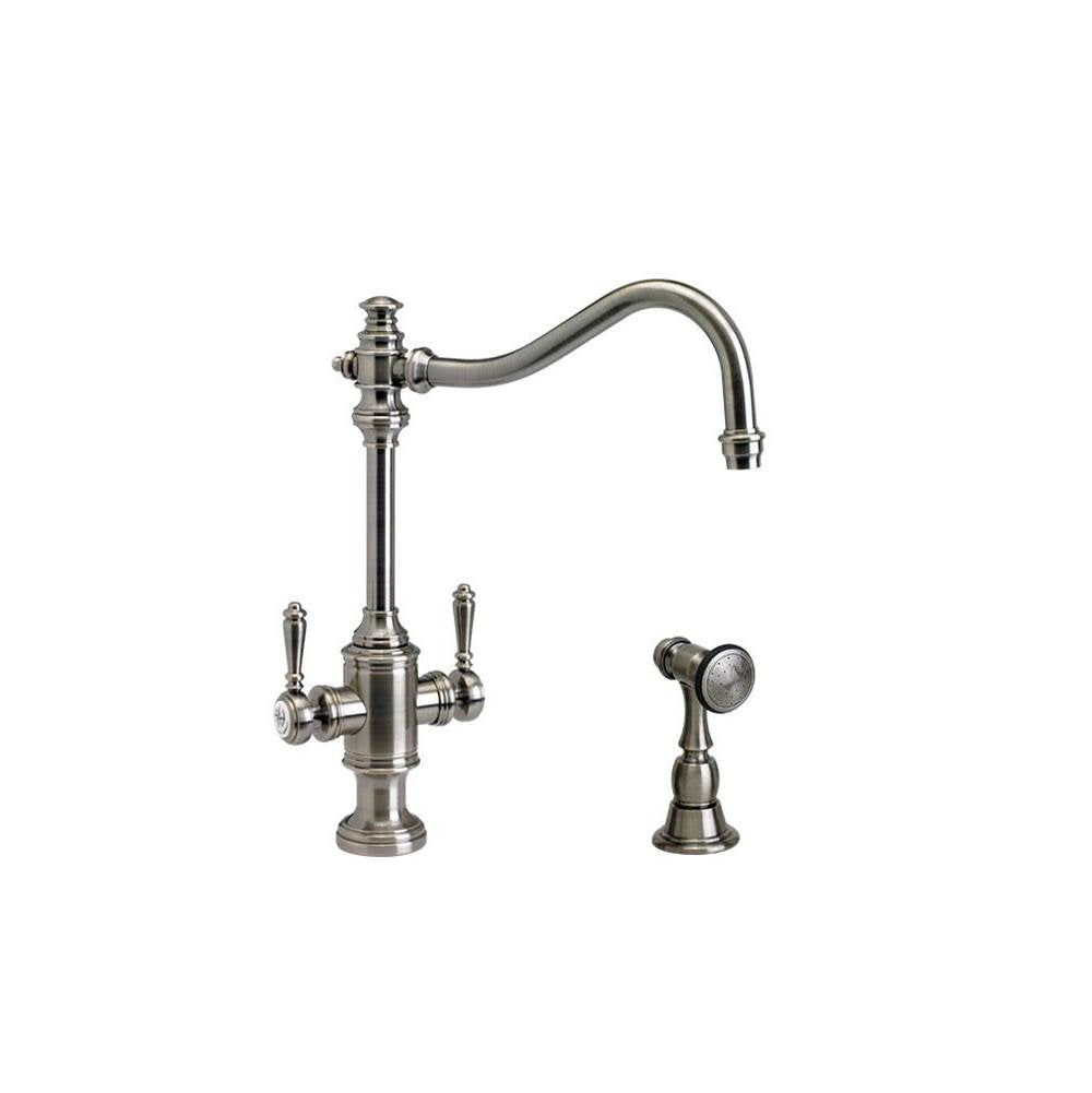 Waterstone - Waterstone Annapolis Two Handle Kitchen Faucet w/ Side Spray - Unlacquered Polished Brass
