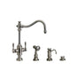 Waterstone - Waterstone Annapolis Two Handle Kitchen Faucet - 3pc. Suite - Unlacquered Polished Brass