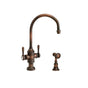 Waterstone - Waterstone Hampton Two Handle Kitchen Faucet w/ Side Spray - Unlacquered Polished Brass