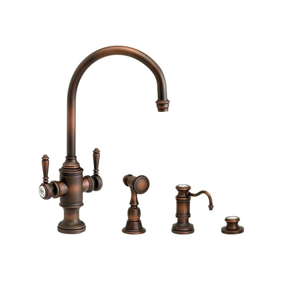 Waterstone - Waterstone Hampton Two Handle Kitchen Faucet - 3pc. Suite - Caribbean Bronze
