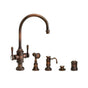 Waterstone - Waterstone Hampton Two Handle Kitchen Faucet - 4pc. Suite - Unlacquered Polished Brass