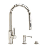 Waterstone - Waterstone Industrial PLP Pulldown Faucet -Toggle Sprayer - 3pc. Suite - Unlacquered Polished Brass