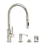 Waterstone - Waterstone Industrial PLP Pulldown Faucet -Toggle Sprayer - 4pc. Suite - Unlacquered Polished Brass