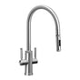 Waterstone - Industrial 2 Handle Pull-Down Kitchen Faucet, Toggle Sprayer - Unlacquered Polished Brass