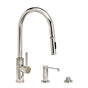 Waterstone - Waterstone Industrial PLP Pulldown Faucet - Toggle Sprayer - Angled Spout - 3pc. Suite - Unlacquered Polished Brass