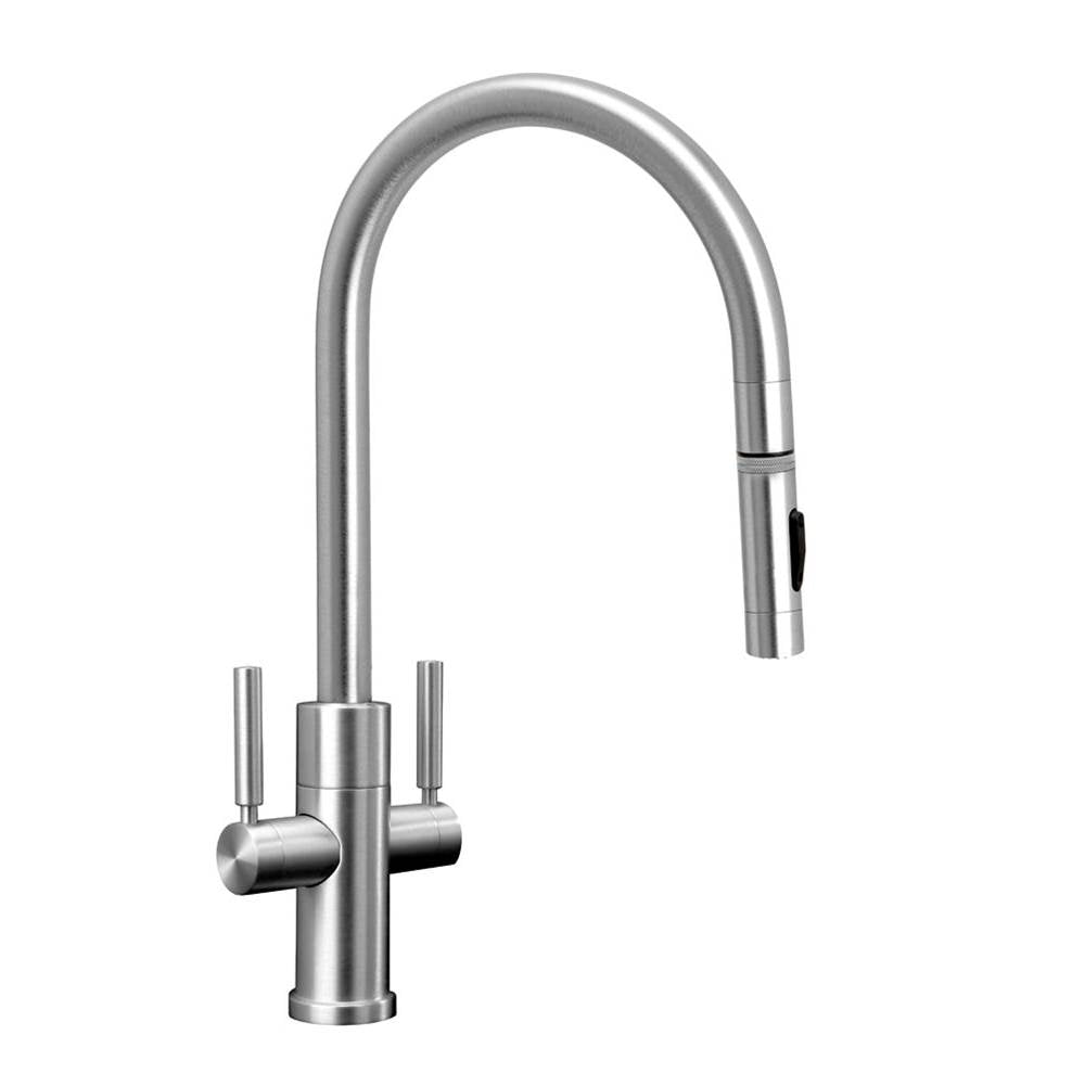 Waterstone - Modern 2 Handle Plp Pulldown Faucet - Angled Spout - Toggle Sprayer - Unlacquered Polished Brass