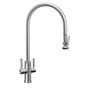 Waterstone - Industrial 2 Handle Pull-Down Kitchen Faucet, Lever Spray, Ext. Reach, Lever Handle - Unlacquered Polished Brass