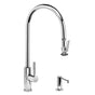 Waterstone - Waterstone Modern Extended Reach PLP Pulldown Faucet - Lever Sprayer - 2pc. Suite - Unlacquered Polished Brass