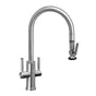 Waterstone - Industrial 2 Handle Pull-Down Kitchen Faucet, Lever Spray, Lever Handle - Unlacquered Polished Brass