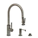 Waterstone - Waterstone Industrial PLP Pulldown Faucet - Lever Sprayer - Angled Spout - 3pc. Suite - Unlacquered Polished Brass