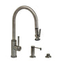 Waterstone - Waterstone Industrial PLP Pulldown Faucet - Lever Sprayer - Angled Spout - 3pc. Suite - Unlacquered Polished Brass